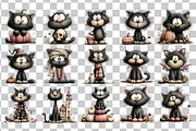 Halloween Cat PNG Clipart Bundle, an Animal Illustration by Nicolle's Colorful Art (Thumbnail 3 of 5)
