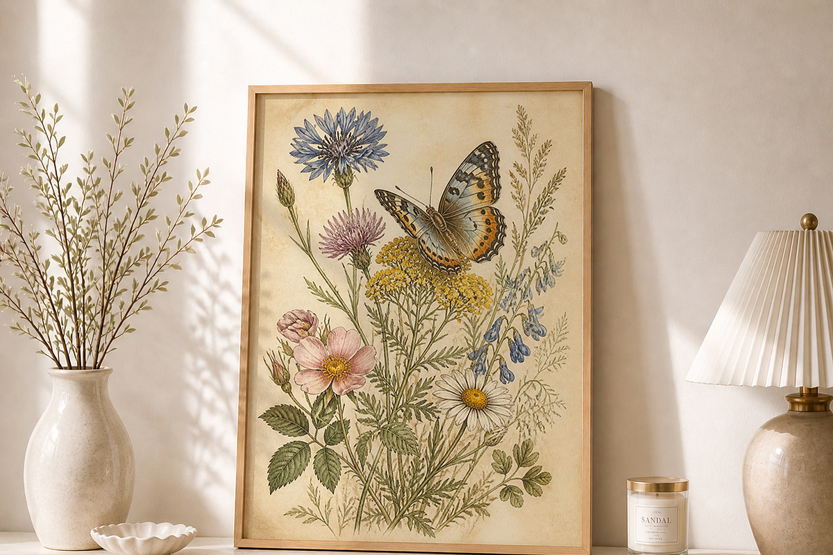 Vintage Wildflowers Wall Art, a Decorative Illustration by elfy creative (Photo 1 of 5)