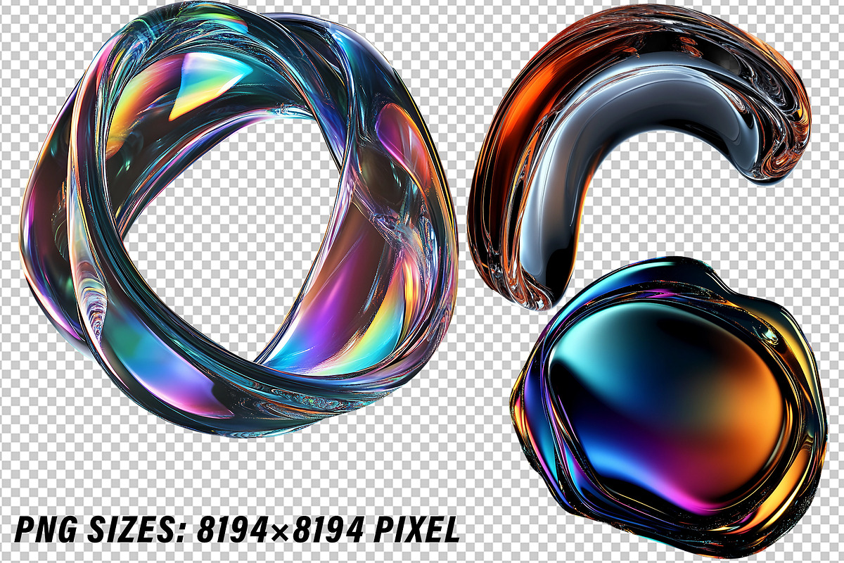 3D Blob Fluid Shapes Holographic Set, a Graphic by one-touch (Photo 2 of 5)