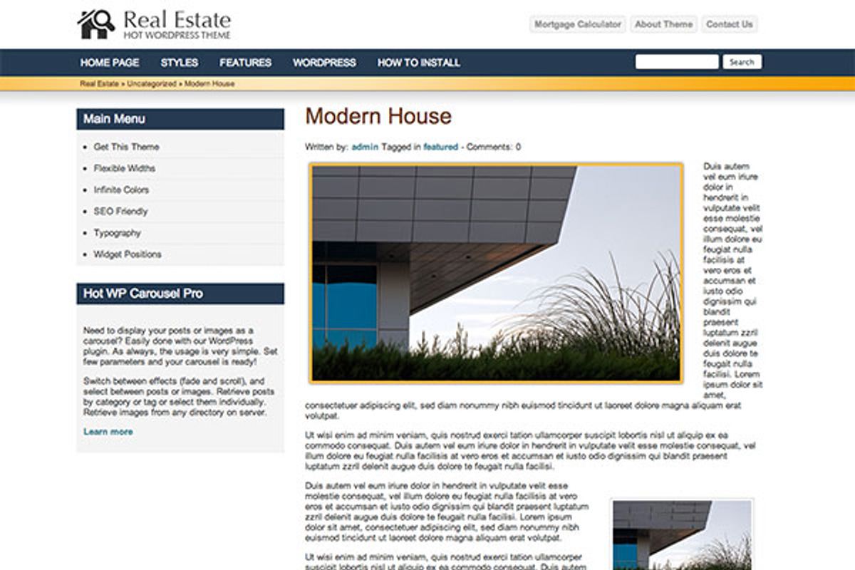 Hot Real Estate, a WordPress Template by hot-themes (Photo 2 of 5)