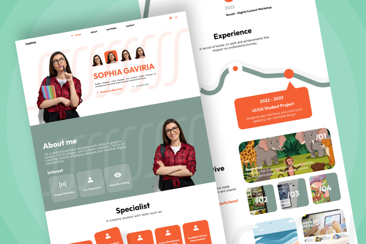 Sophia - Student Portfolio Landing, a Landing Page Template by productype1 (Photo 4 of 5)