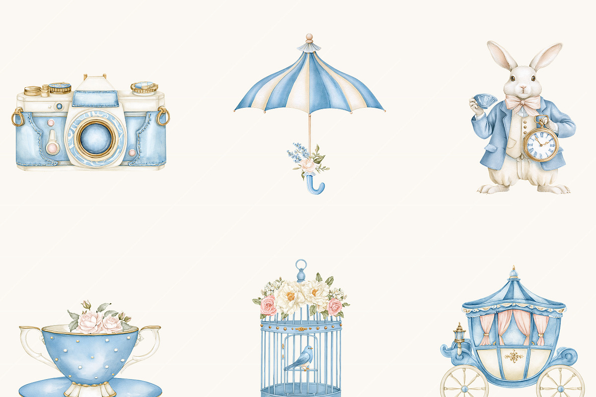 Watercolor Blue Elegant Clipart, an Object Illustration by BusyDaydesign (Photo 6 of 9)