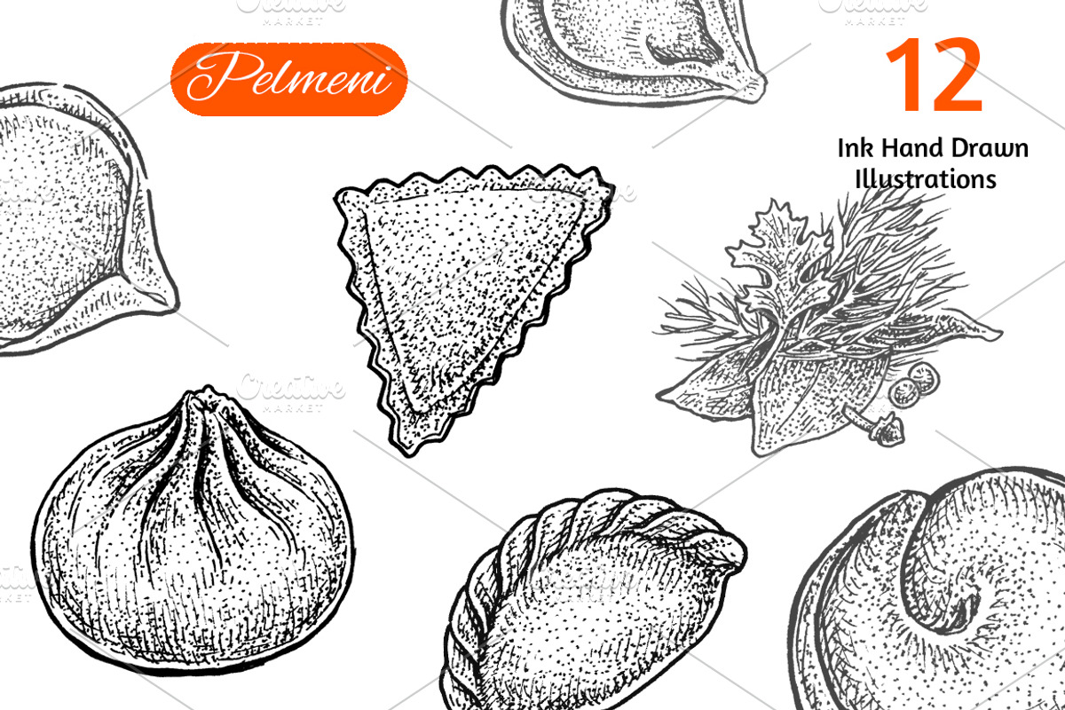Pelmeni Set, a Food Illustration by Eugenia Hauss Design (Photo 1 of 2)