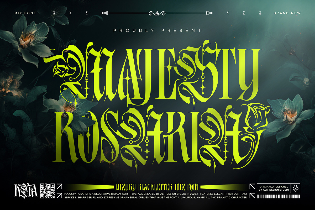 Majesty Rosaria Typeface, a Blackletter Font by alit design (Photo 1 of 20)