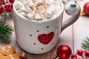 Reindeer mug with hot chocolate and marshmallows for christmas, a Holiday Photo by Olena Rudo