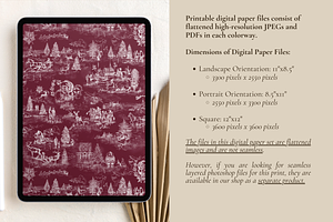 Santa Toile - Digital Paper Set