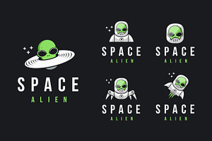 Set of space alien astronaut logo, a Branding & Logo Template by DOMHOUZE