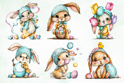 Whimsical Easter Cute Bunny Clipart, an Illustration by Creative Art (Thumbnail 2 of 8)