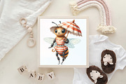 Watercolor Summer Bee Clipart, an Illustration by CraftArtStudio (Thumbnail 6 of 6)