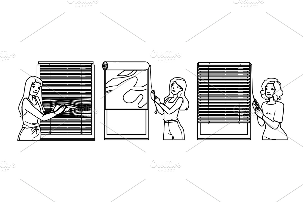 room blinds vector, a Person Illustration by pikepicture
