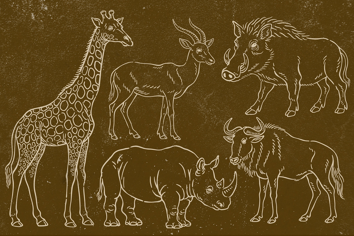 Wild Animals Line Art, an Animal Illustration by Tekuni (Photo 10 of 12)