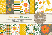 Summer Floral SEAMLESS Digital Paper, a Pattern Graphic by JennyL Designs (Thumbnail 1 of 5)
