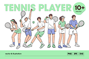 Tennis Player Illustration Pack, an Object Graphic by Sinando Studio (Thumbnail 1 of 5)