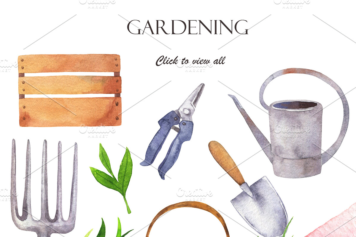 Gardening watercolor set, an Illustration by Watercolor & sketches (Photo 2 of 7)