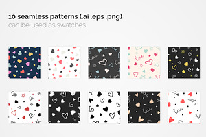 Loving Hearts Seamless Patterns