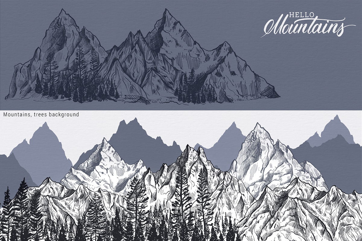 Mountains Vector Set, an Illustration by Molly art (Photo 6 of 13)