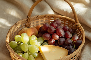 Fruit and cheese basket, a Photo by Beautiful things