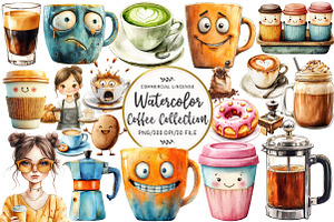Cartoonish Coffee Collection Clipart, an Illustration by OK Design