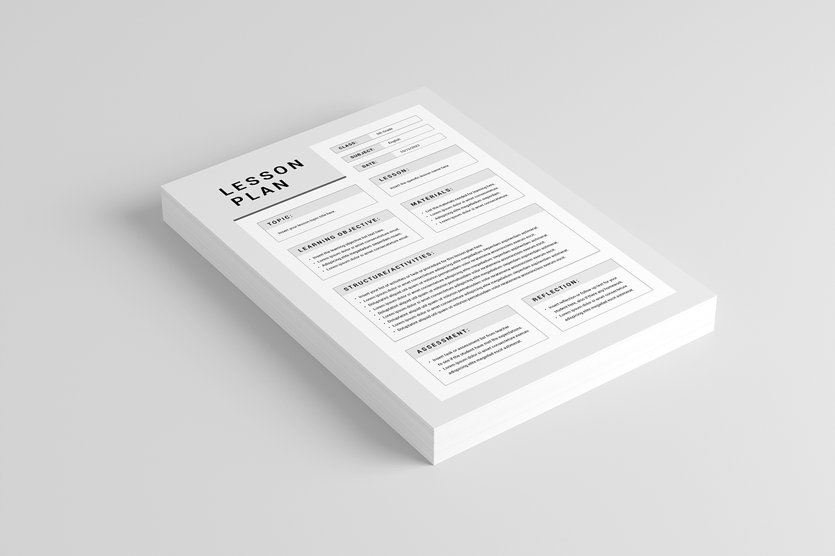 Lesson Plan | MS Word & Indesign, a Stationery Template by Leaflove
