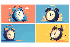 Time concept. Cartoon banner with, an Object Illustration by Stock-Smart-Start