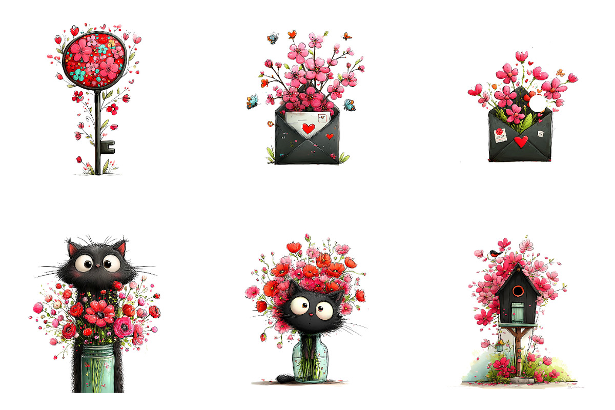 Black Pink Spring Clipart, an Illustration by CreationArt (Photo 7 of 7)