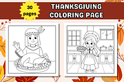 Cute Thanksgiving Coloring Page, a Seasonal Illustration by Salaly (Thumbnail 3 of 10)