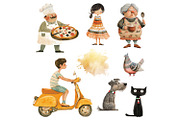 Life In Italy Clipart Set, a Decorative Illustration by The Dutch Lady Designs (Thumbnail 3 of 7)