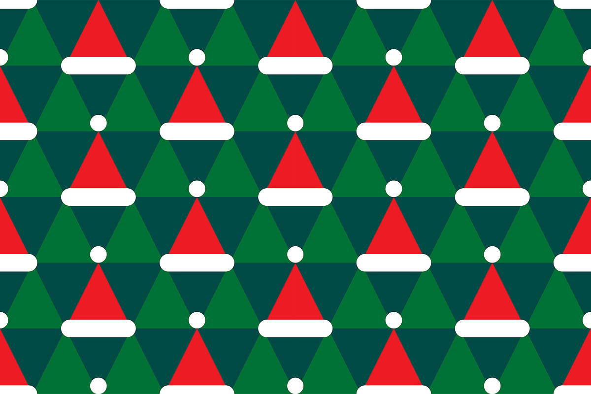 Santa Hats and Christmas trees, a Pattern Graphic by Evgeniya Dzhumm (Photo 1 of 4)