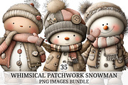 Whimsical Patchwork Snowman Clipart, an Illustration by Craft Nest (Thumbnail 1 of 9)
