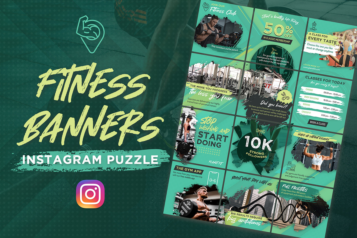 Instagram Puzzle - Fitness & Gym, a Social Media Template by Brandify Studio (Photo 1 of 2)