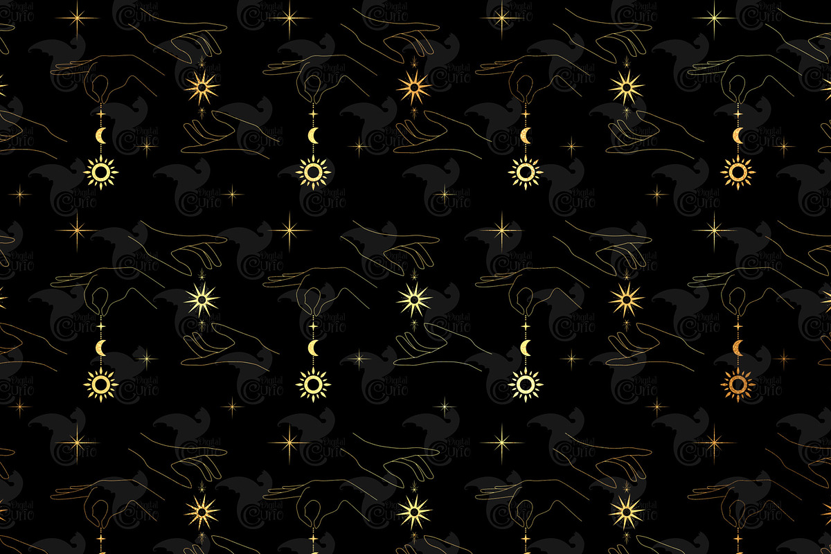 Celestial Gold Mystic Digital Paper, an Illustration by Digital Curio (Photo 3 of 7)