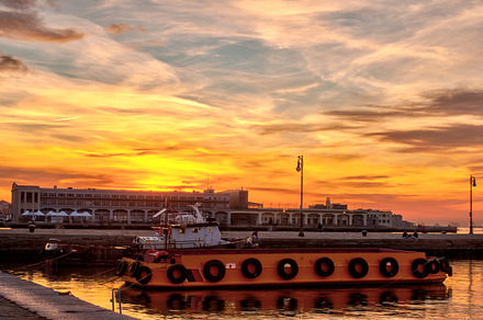 Trieste pier at sunset, an Architecture Photo by Bepslabor