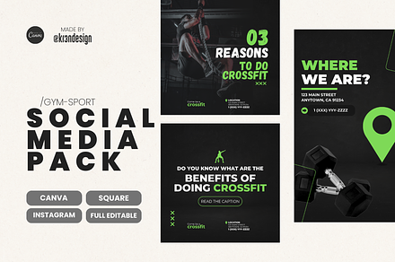 Gym-Sport Instagram Templates Canva