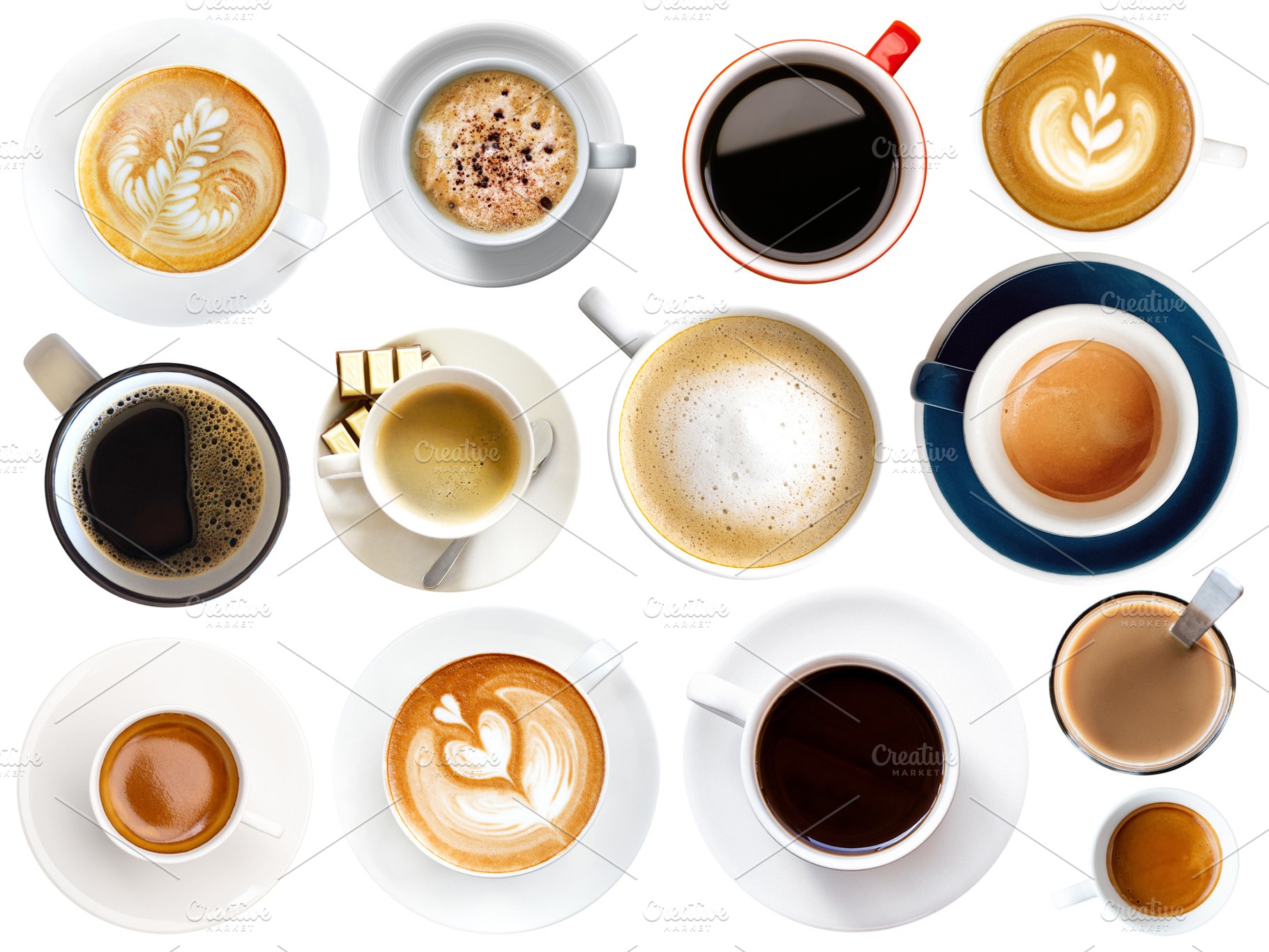 Coffee cup assortment isolated, a Food & Drink Photo by BOOCYS