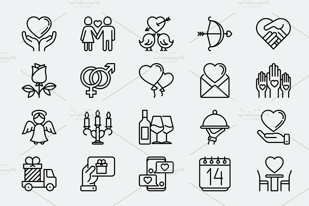 Valentine’s Day Pixel Perfect Icons, an Outline Icon by Alex Blogoodf (Photo 4 of 10)