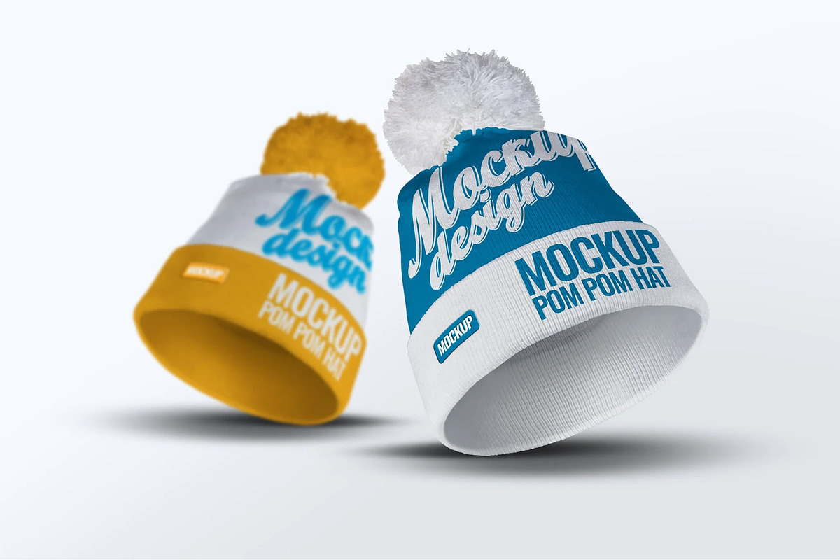 Pom Pom Hat Mock-Up, a Hat Mockup by DesignRushMarket (Photo 3 of 5)