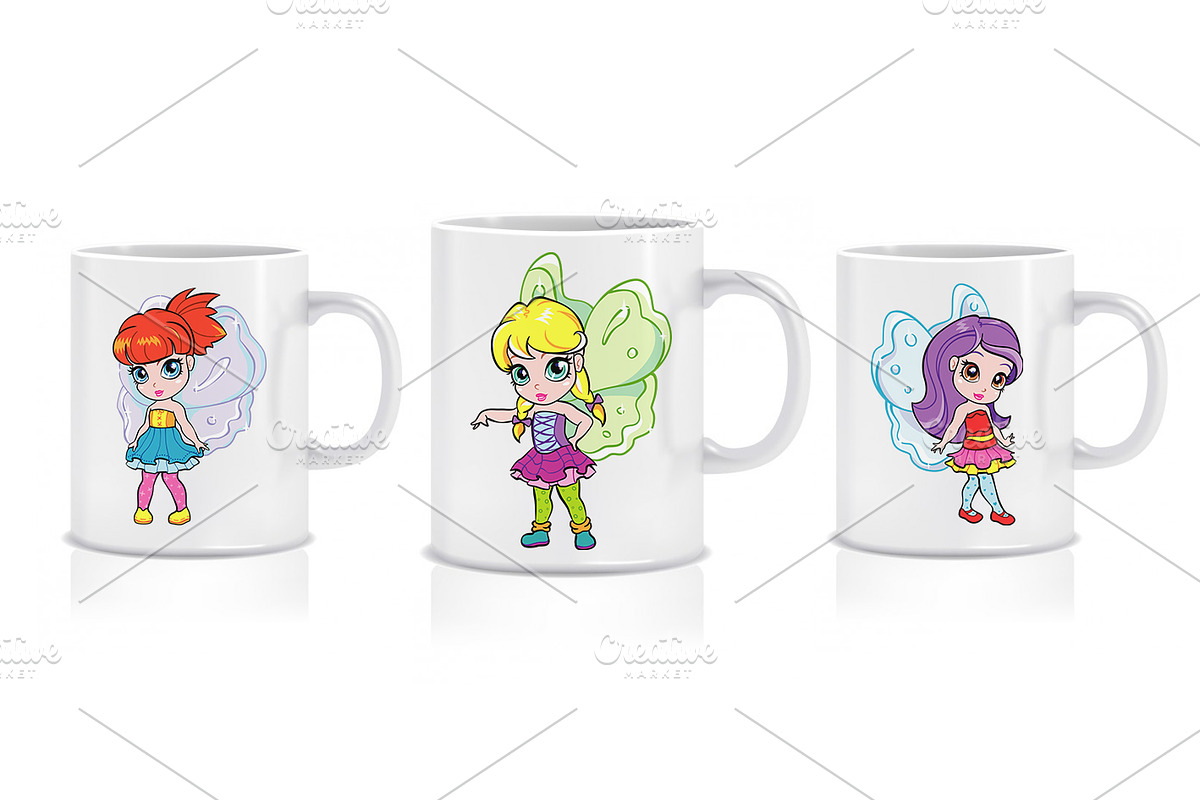 Cartoon fairies set, an Illustration by SunnyWS (Photo 5 of 8)