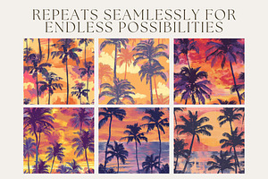 8 Sunset Serenade Seamless Patterns