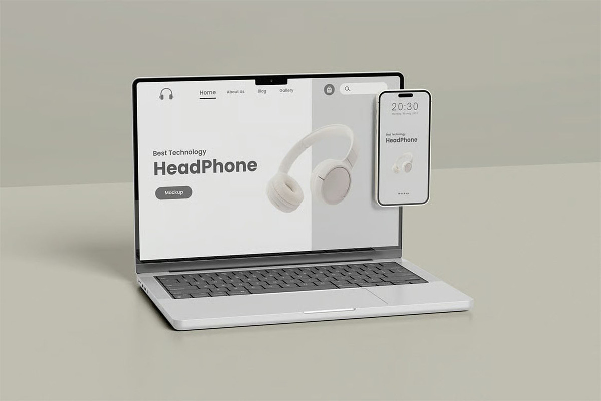 Macbook Pro iPhone 14 Pro Max Mockup, an iPhone Mockup by zpackcreative (Photo 5 of 5)