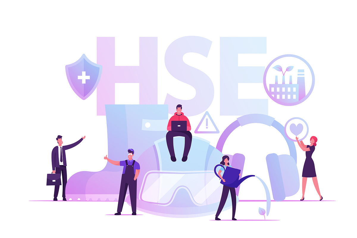 HSE Concept. Tiny Male and Female, a Healthcare Illustration by Double Bubble