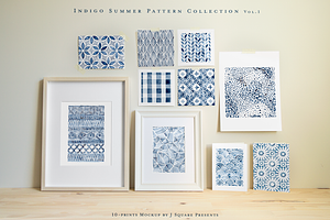 Watercolor Indigo Summer Patterns