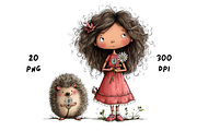 Whimsical Floral Girl & Hedgehog, an Animal Illustration by GiraffeCreative (Thumbnail 12 of 20)