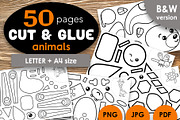 Cut and Glue Animals Worksheets, an Education Illustration by Ksenya Savva (Thumbnail 1 of 6)
