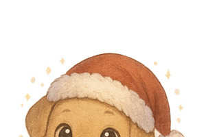 Cute anime puppy wearing santa hat w, an Illustration by Dvoevnore photos
