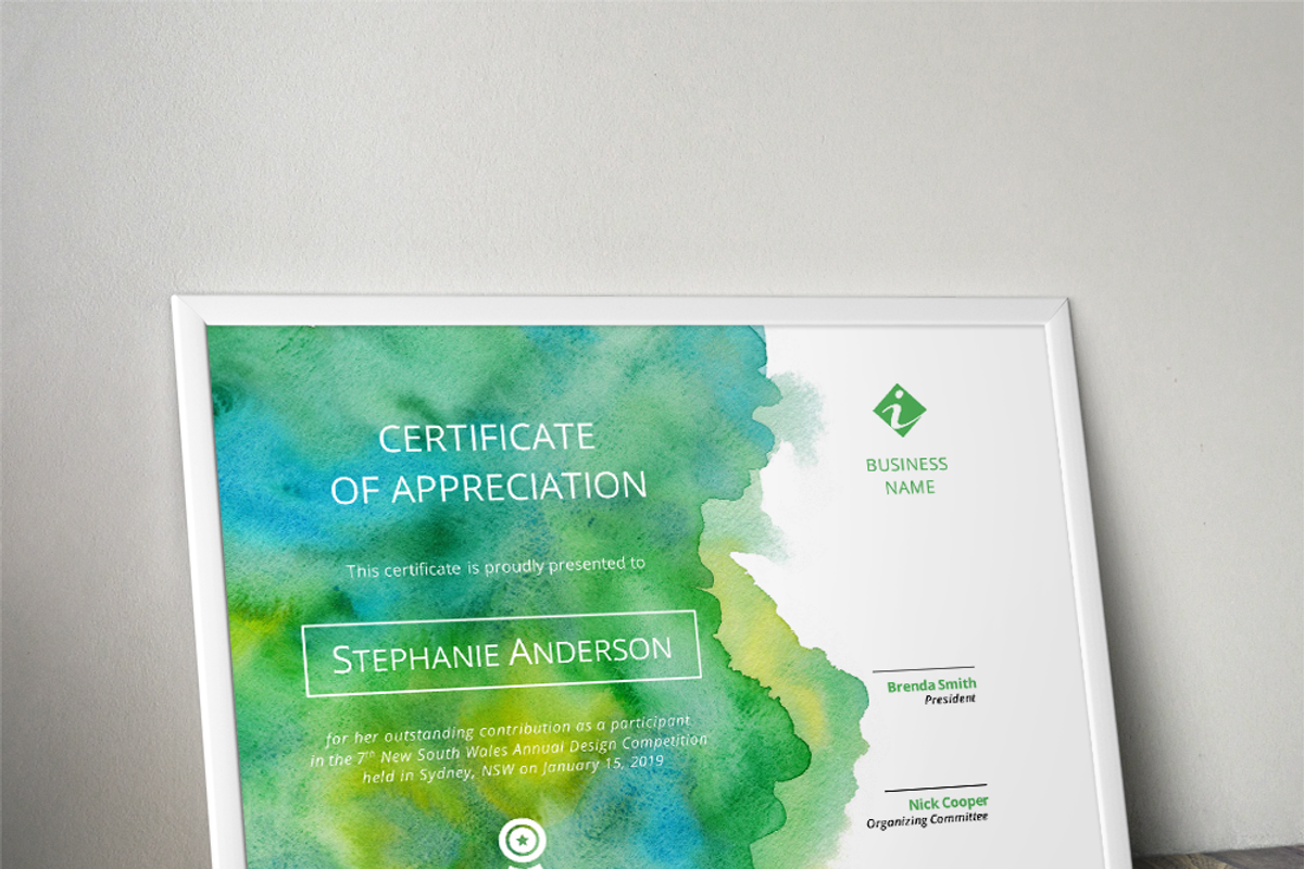 Watercolour certificate template, a Stationery Template by Inkpower (Photo 2 of 3)