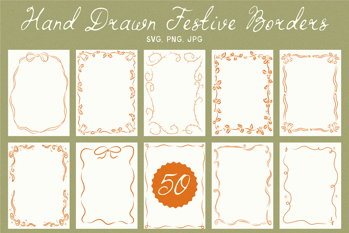 Hand Drawn Christmas Frames Bundle, a Seasonal Illustration by Ayya Studio (Photo 12 of 13)