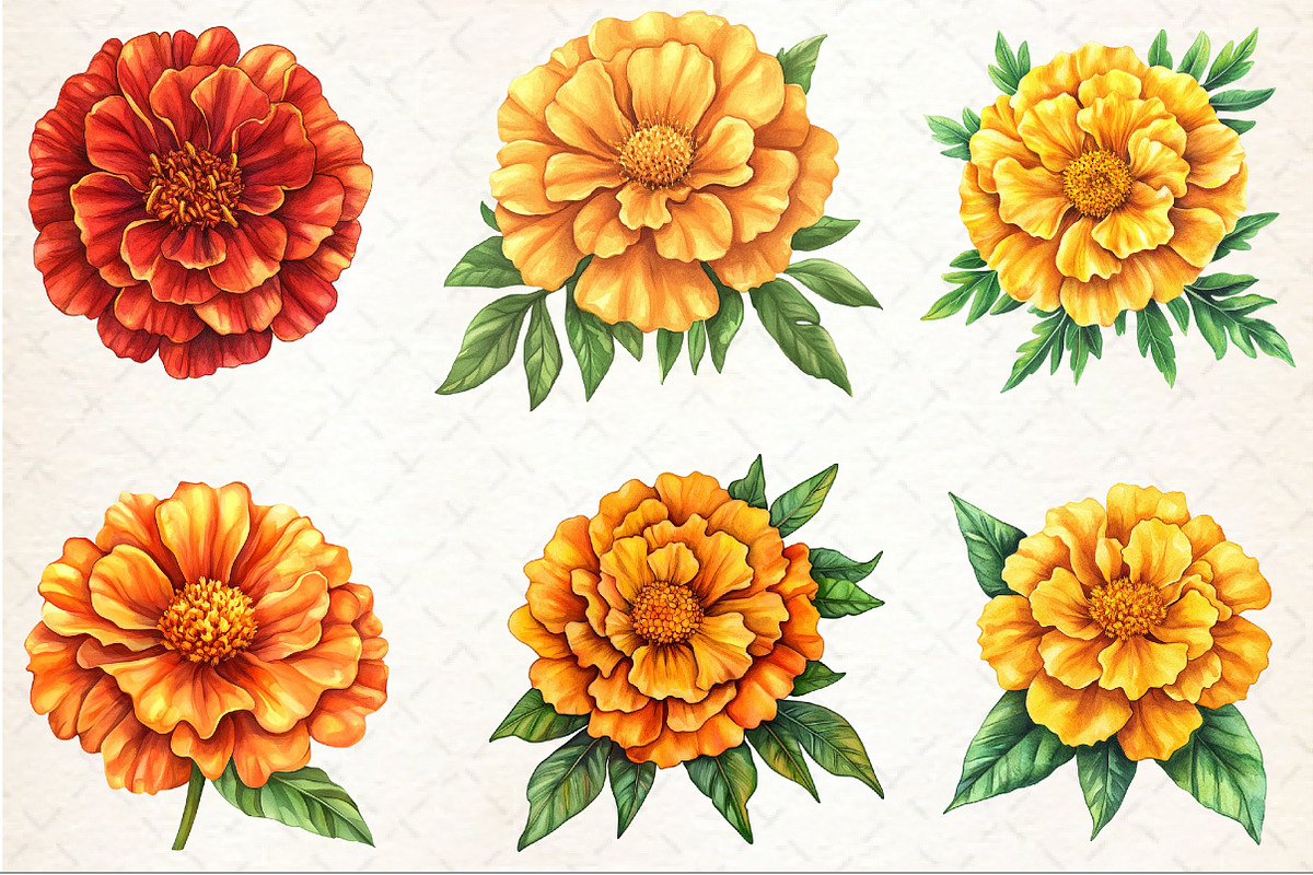 Marigold Flower Bloom Clipart, an Illustration by Rose Art (Photo 3 of 8)