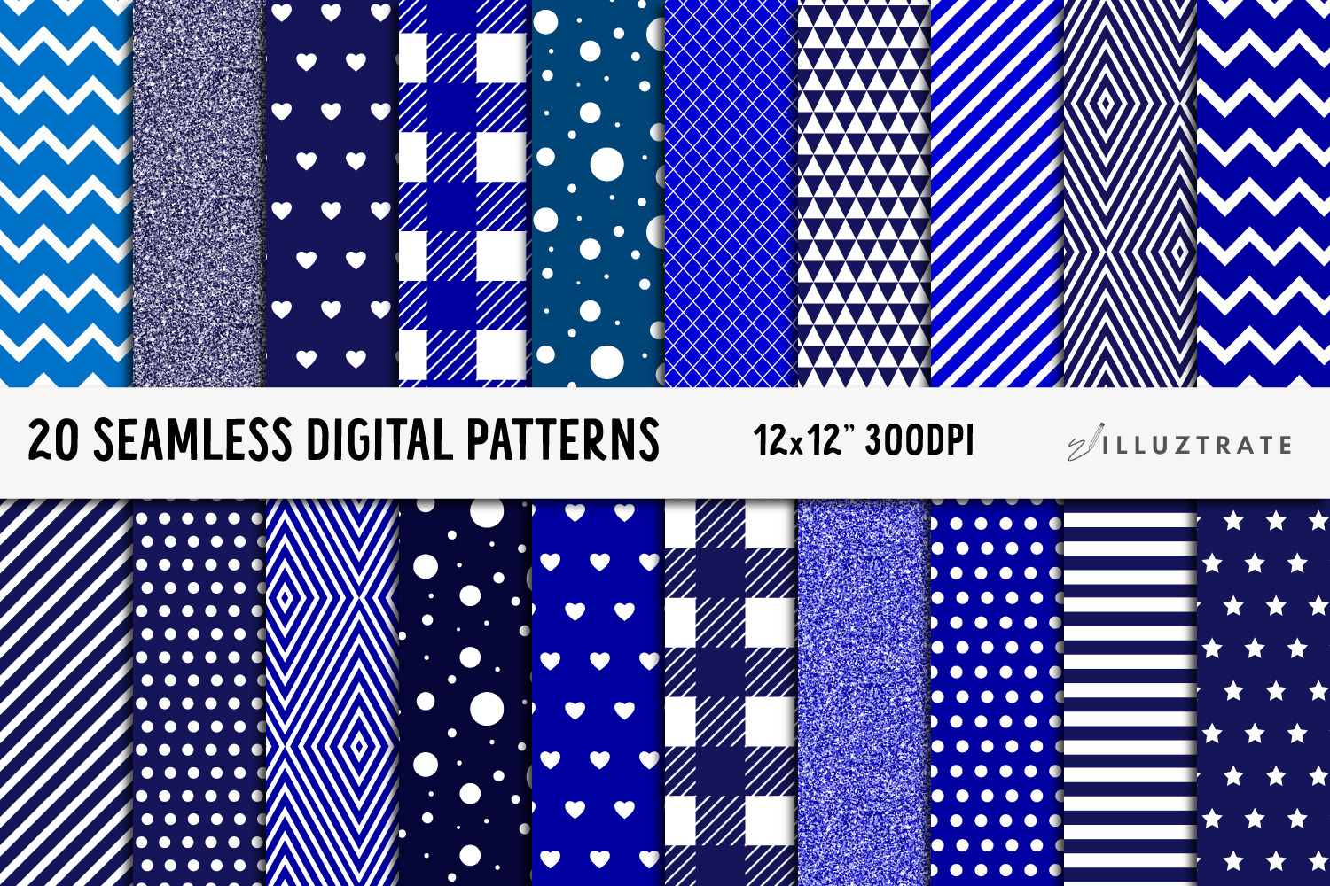 Dark Blue Digital Paper | Patterns, a Pattern Graphic by illuztrate