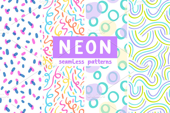 Neon Seamless Patterns preview 6