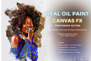 Real Oil Paint Canvas FX Photoshop, an Action Add-On by Studio Retouch